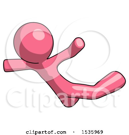 Pink Design Mascot Man Skydiving or Falling to Death by Leo Blanchette