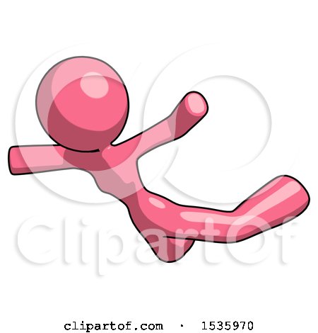 Pink Design Mascot Woman Skydiving or Falling to Death by Leo Blanchette