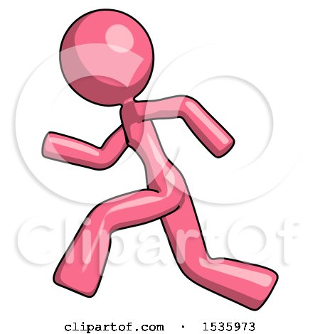Pink Design Mascot Woman Running Fast Left by Leo Blanchette