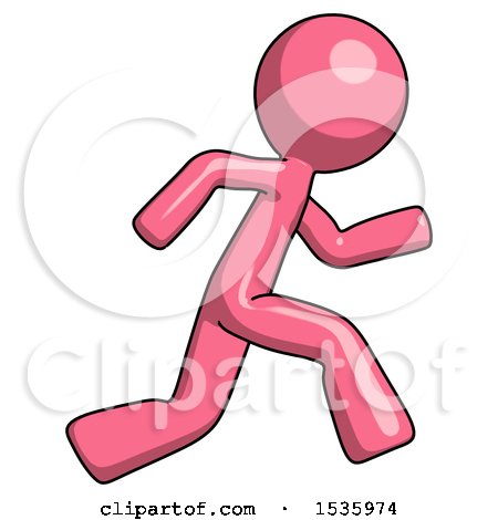 Pink Design Mascot Man Running Fast Right by Leo Blanchette