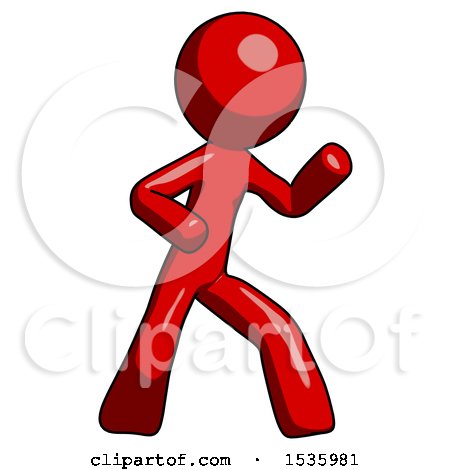 Red Design Mascot Man Martial Arts Defense Pose Right by Leo Blanchette