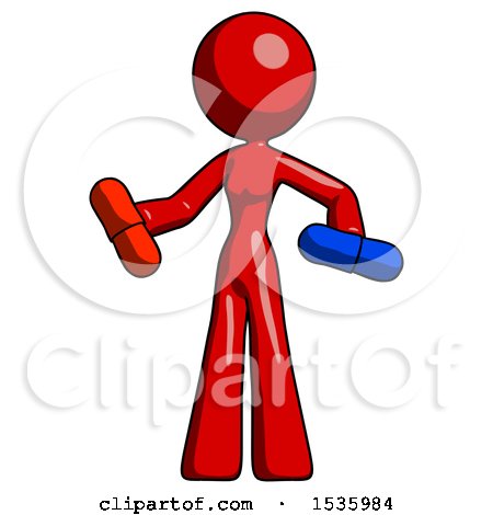 Red Design Mascot Woman Red Pill or Blue Pill Concept by Leo Blanchette