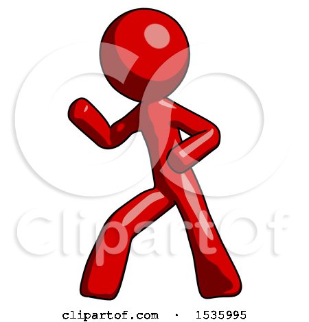 Red Design Mascot Man Martial Arts Defense Pose Left by Leo Blanchette