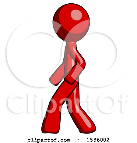 Red Design Mascot Man Walking Left Side View by Leo Blanchette