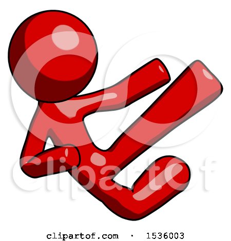Red Design Mascot Man Flying Ninja Kick Right by Leo Blanchette