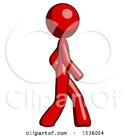 Red Design Mascot Woman Walking Right Side View by Leo Blanchette