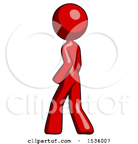 Red Design Mascot Woman Walking Away Direction Left View by Leo Blanchette