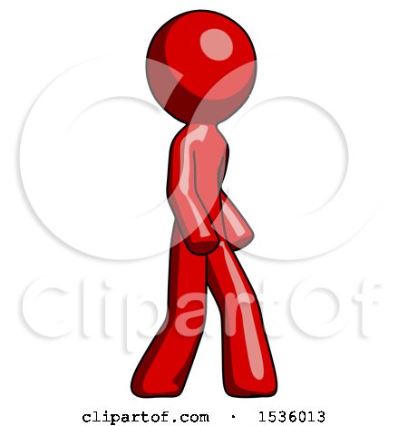Red Design Mascot Man Walking Turned Right Front View by Leo Blanchette