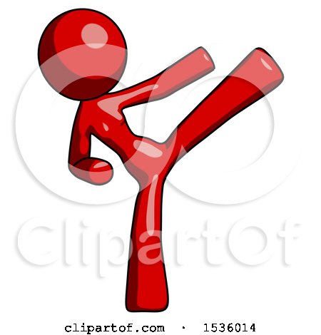 Red Design Mascot Woman Ninja Kick Right by Leo Blanchette