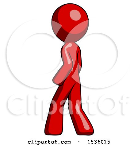 Red Design Mascot Man Walking Away Direction Left View by Leo Blanchette