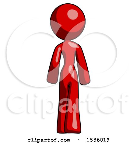Red Design Mascot Woman Walking Away, Back View by Leo Blanchette