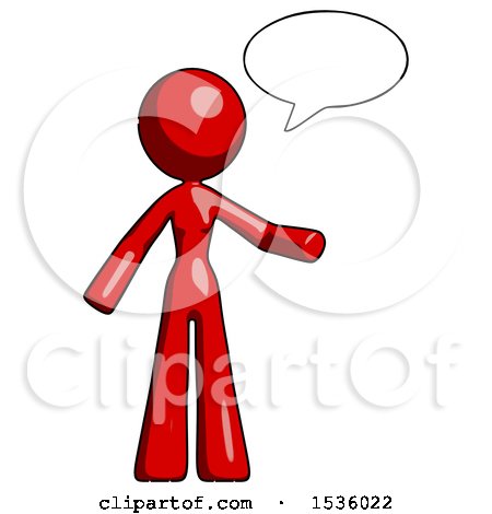 Red Design Mascot Woman with Word Bubble Talking Chat Icon by Leo Blanchette