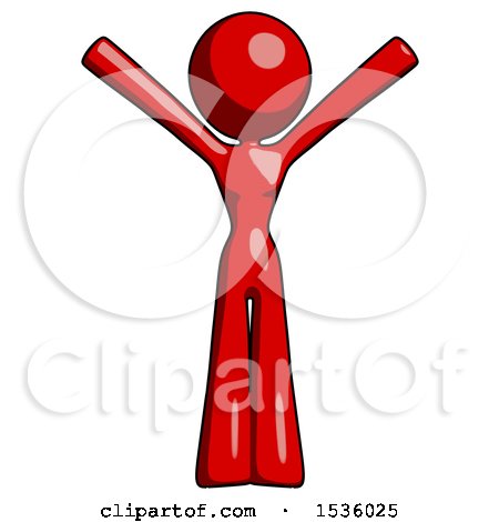 Red Design Mascot Woman with Arms out Joyfully by Leo Blanchette
