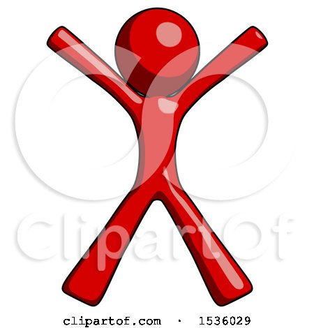 Red Design Mascot Man Jumping or Flailing by Leo Blanchette