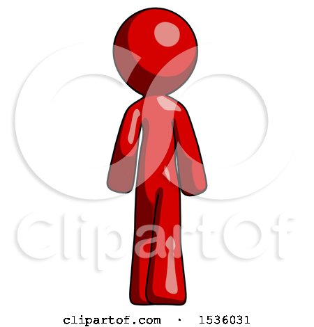 Red Design Mascot Man Walking Away, Back View by Leo Blanchette