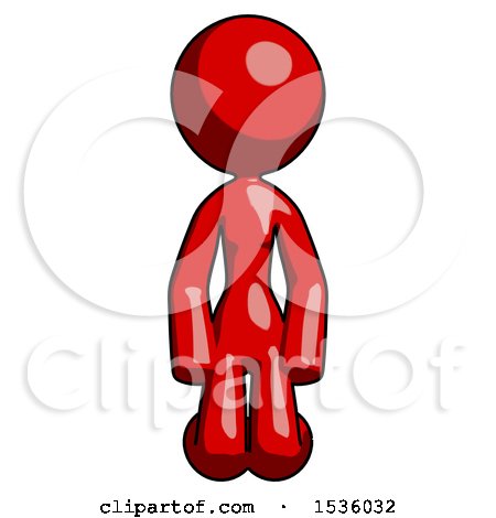 Red Design Mascot Woman Kneeling Front Pose by Leo Blanchette
