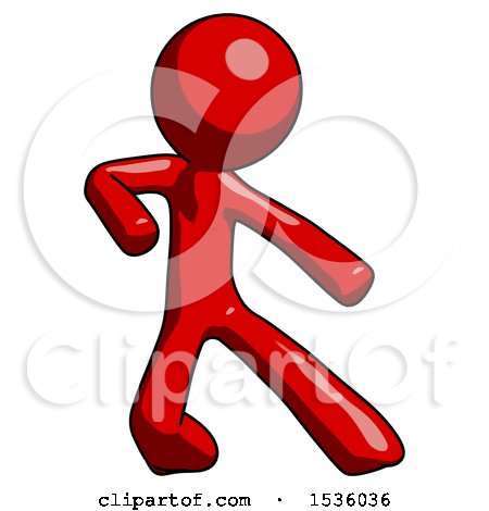 Red Design Mascot Man Karate Defense Pose Right by Leo Blanchette