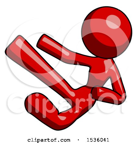 Red Design Mascot Woman Flying Ninja Kick Left by Leo Blanchette