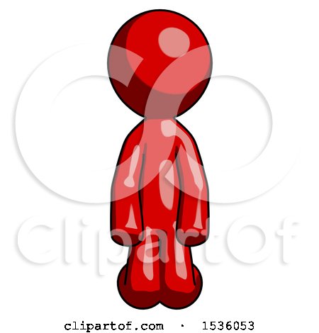 Red Design Mascot Man Kneeling Front Pose by Leo Blanchette