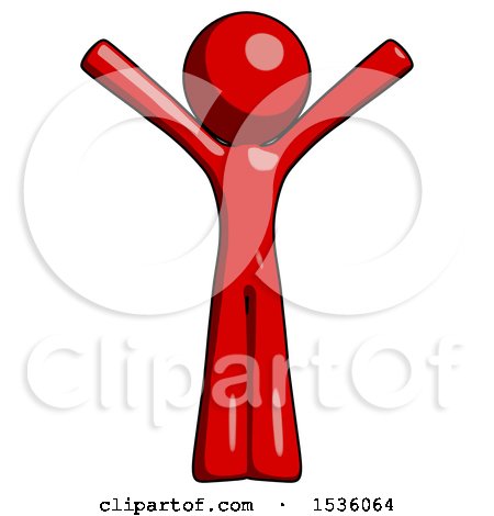 Red Design Mascot Man with Arms out Joyfully by Leo Blanchette
