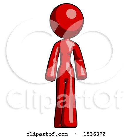 Red Design Mascot Woman Walking Front View by Leo Blanchette