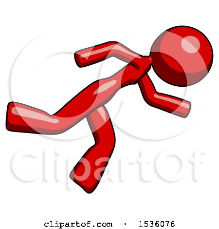 Red Design Mascot Woman Running While Falling down by Leo Blanchette