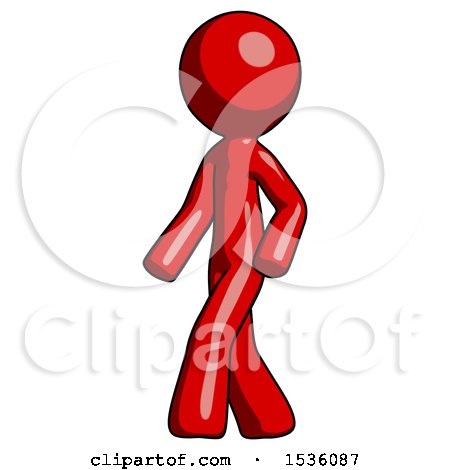 Red Design Mascot Man Man Walking Turned Left Front View by Leo Blanchette