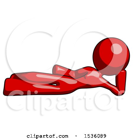 Red Design Mascot Woman Reclined on Side by Leo Blanchette