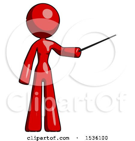 Red Design Mascot Woman Teacher or Conductor with Stick or Baton Directing by Leo Blanchette