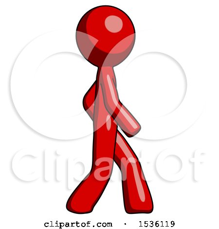 Red Design Mascot Man Walking Right Side View by Leo Blanchette