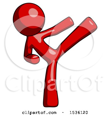 Red Design Mascot Man Ninja Kick Right by Leo Blanchette