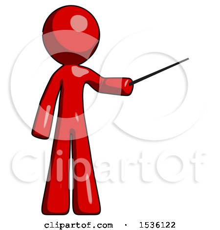 Red Design Mascot Man Teacher or Conductor with Stick or Baton Directing by Leo Blanchette