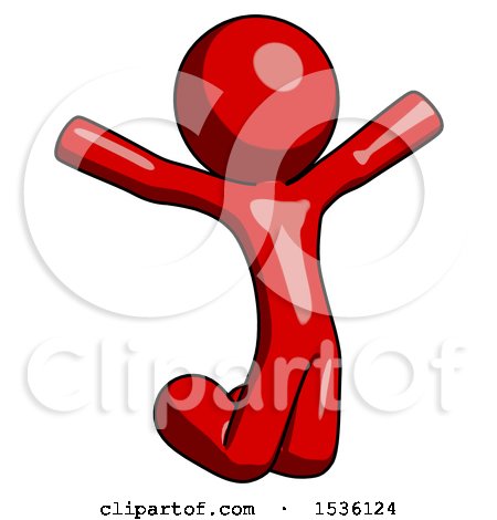 Red Design Mascot Man Jumping or Kneeling with Gladness by Leo Blanchette