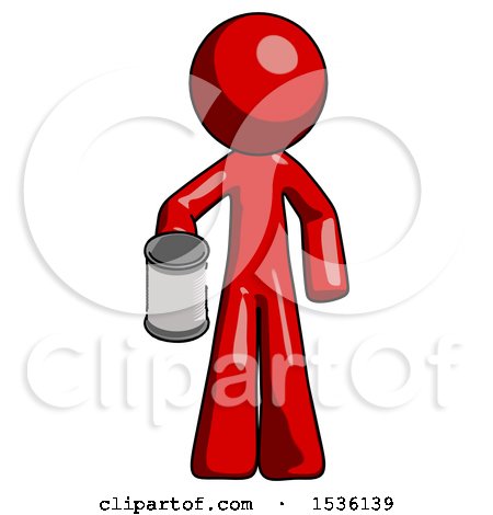 Red Design Mascot Man Begger Holding Can Begging or Asking for Charity by Leo Blanchette