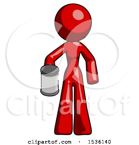 Red Design Mascot Woman Begger Holding Can Begging or Asking for Charity by Leo Blanchette