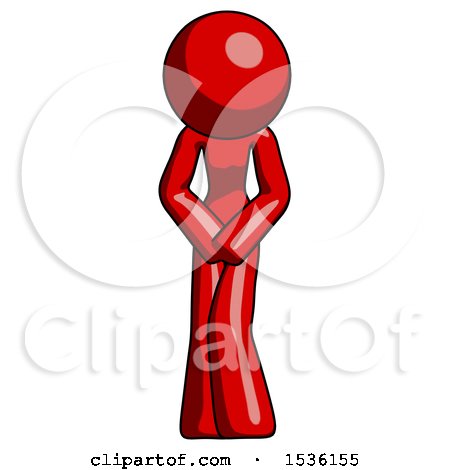Red Design Mascot Female Bending over Sick or in Pain by Leo Blanchette