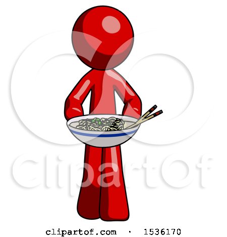 Red Design Mascot Man Serving or Presenting Noodles by Leo Blanchette