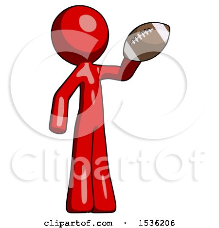 Red Design Mascot Man Holding Football up by Leo Blanchette