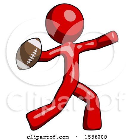 Red Design Mascot Man Throwing Football by Leo Blanchette