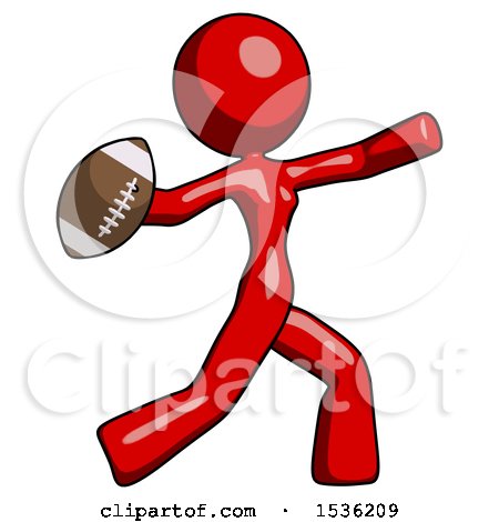 Red Design Mascot Woman Throwing Football by Leo Blanchette
