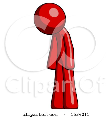 Red Design Mascot Man Depressed with Head down Turned Left by Leo Blanchette