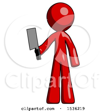 Red Design Mascot Man Holding Meat Cleaver by Leo Blanchette