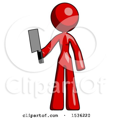Red Design Mascot Woman Holding Meat Cleaver by Leo Blanchette