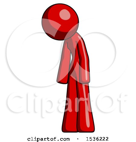Red Design Mascot Woman Depressed with Head down Turned Left by Leo Blanchette