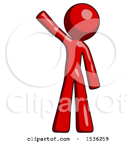 Red Design Mascot Man Waving Emphatically with Right Arm by Leo Blanchette