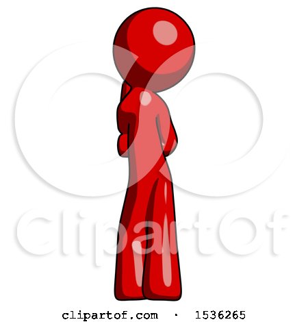 Red Design Mascot Man Thinking, Wondering, or Pondering Rear View by Leo Blanchette