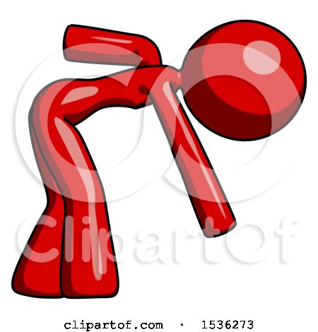 Red Design Mascot Woman Bent over Picking Something up by Leo Blanchette
