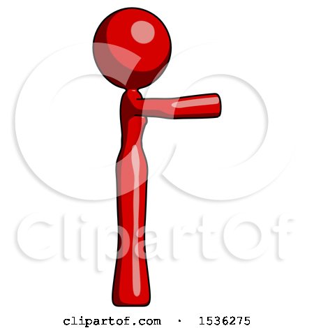 Red Design Mascot Woman Pointing Right by Leo Blanchette
