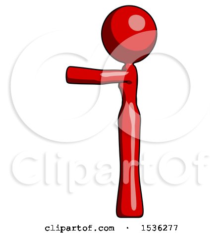 Red Design Mascot Woman Pointing Left by Leo Blanchette