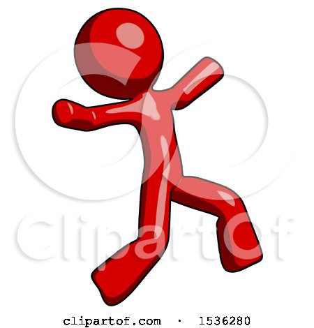 Red Design Mascot Man Running Away in Hysterical Panic Direction Right by Leo Blanchette